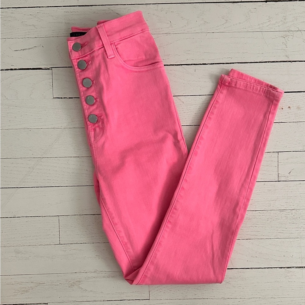 JBRAND Pink High-Waisted Button-Fly Jeans